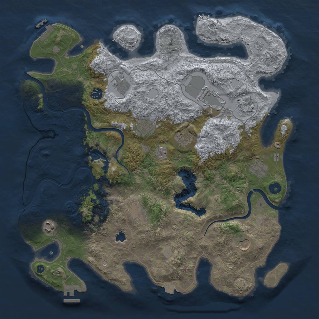 Rust Map: Procedural Map, Size: 4000, Seed: 825159, 17 Monuments