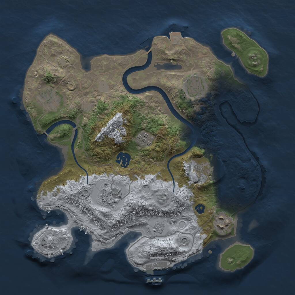 Rust Map: Procedural Map, Size: 3000, Seed: 28679, 12 Monuments