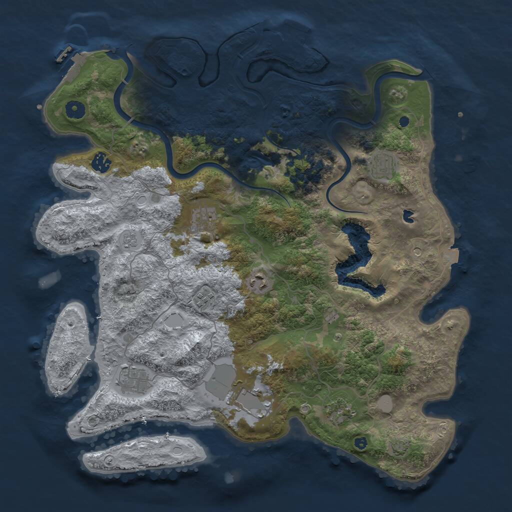 Rust Map: Procedural Map, Size: 4000, Seed: 1072054458, 14 Monuments