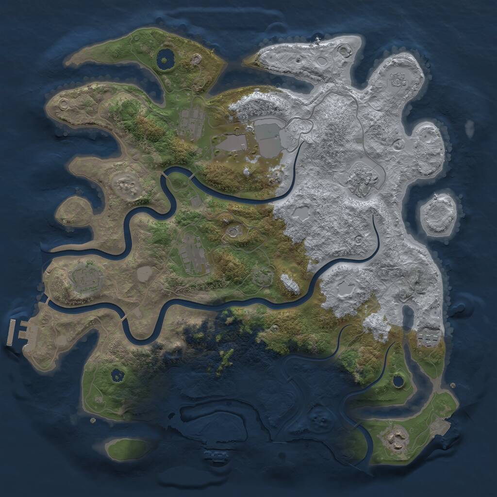 Rust Map: Procedural Map, Size: 3750, Seed: 1953484434, 13 Monuments