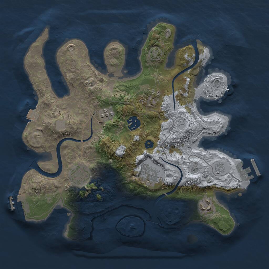 Rust Map: Procedural Map, Size: 3000, Seed: 29849, 12 Monuments