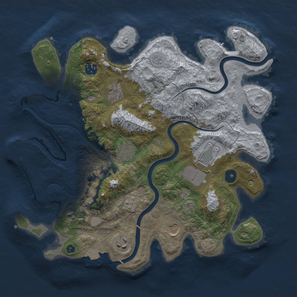 Rust Map: Procedural Map, Size: 3500, Seed: 1001390710, 12 Monuments