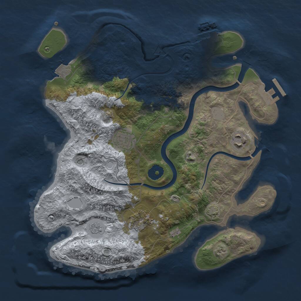 Rust Map: Procedural Map, Size: 3000, Seed: 517566, 9 Monuments