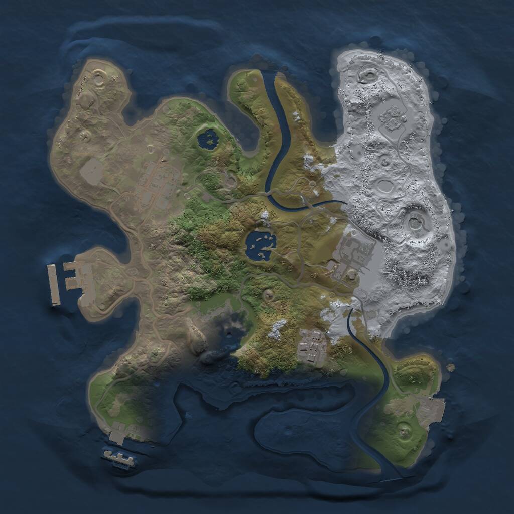 Rust Map: Procedural Map, Size: 2500, Seed: 1515140611, 10 Monuments
