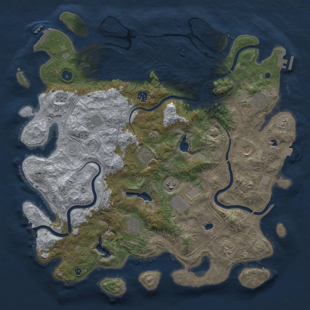 Rust Map: Procedural Map, Size: 4500, Seed: 42463, 16 Monuments