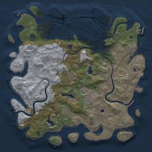Thumbnail Rust Map: Procedural Map, Size: 4500, Seed: 42463, 16 Monuments