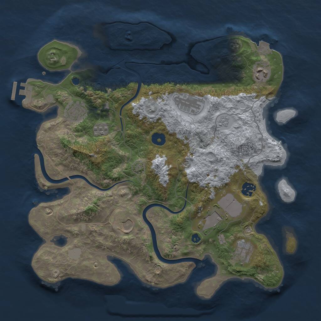 Rust Map: Procedural Map, Size: 3500, Seed: 1609992216, 13 Monuments