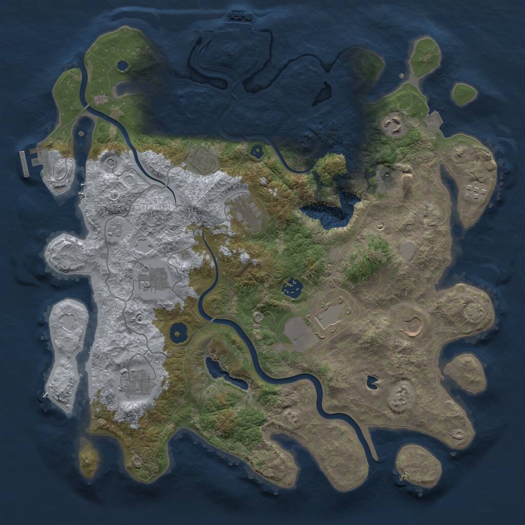 Rust Map: Procedural Map, Size: 4000, Seed: 207294411, 16 Monuments