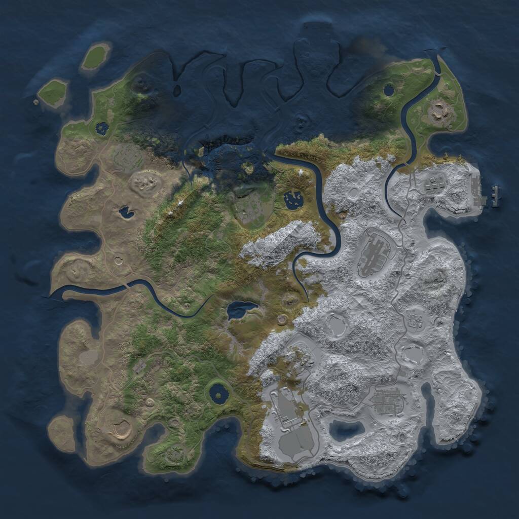 Rust Map: Procedural Map, Size: 4000, Seed: 885855906, 16 Monuments