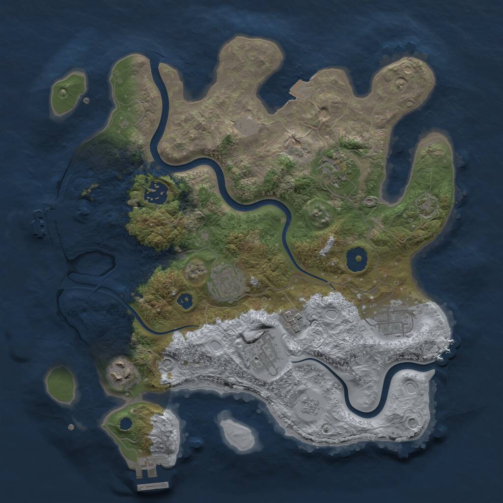 Rust Map: Procedural Map, Size: 3250, Seed: 1508462864, 13 Monuments