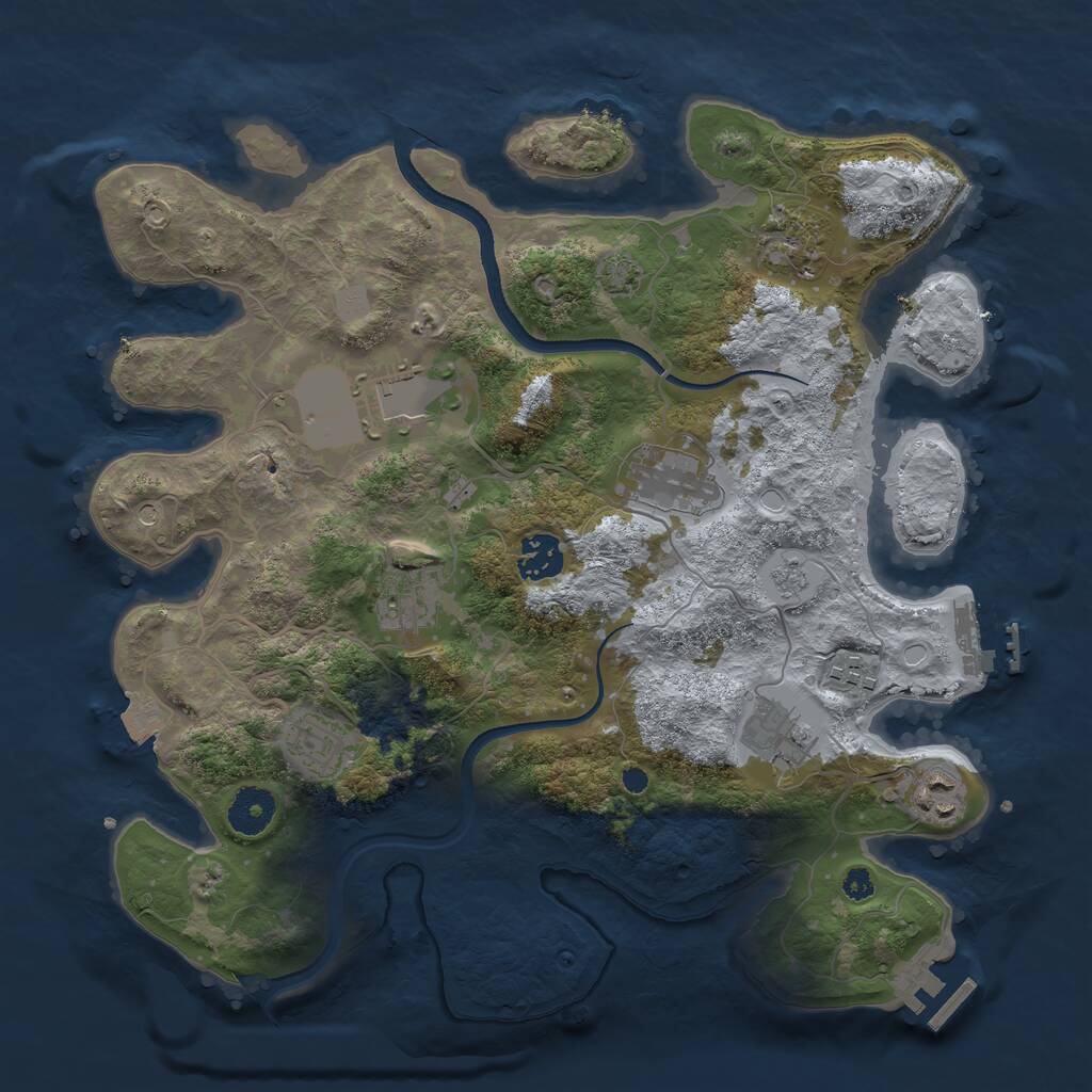 Rust Map: Procedural Map, Size: 3500, Seed: 1531016226, 15 Monuments
