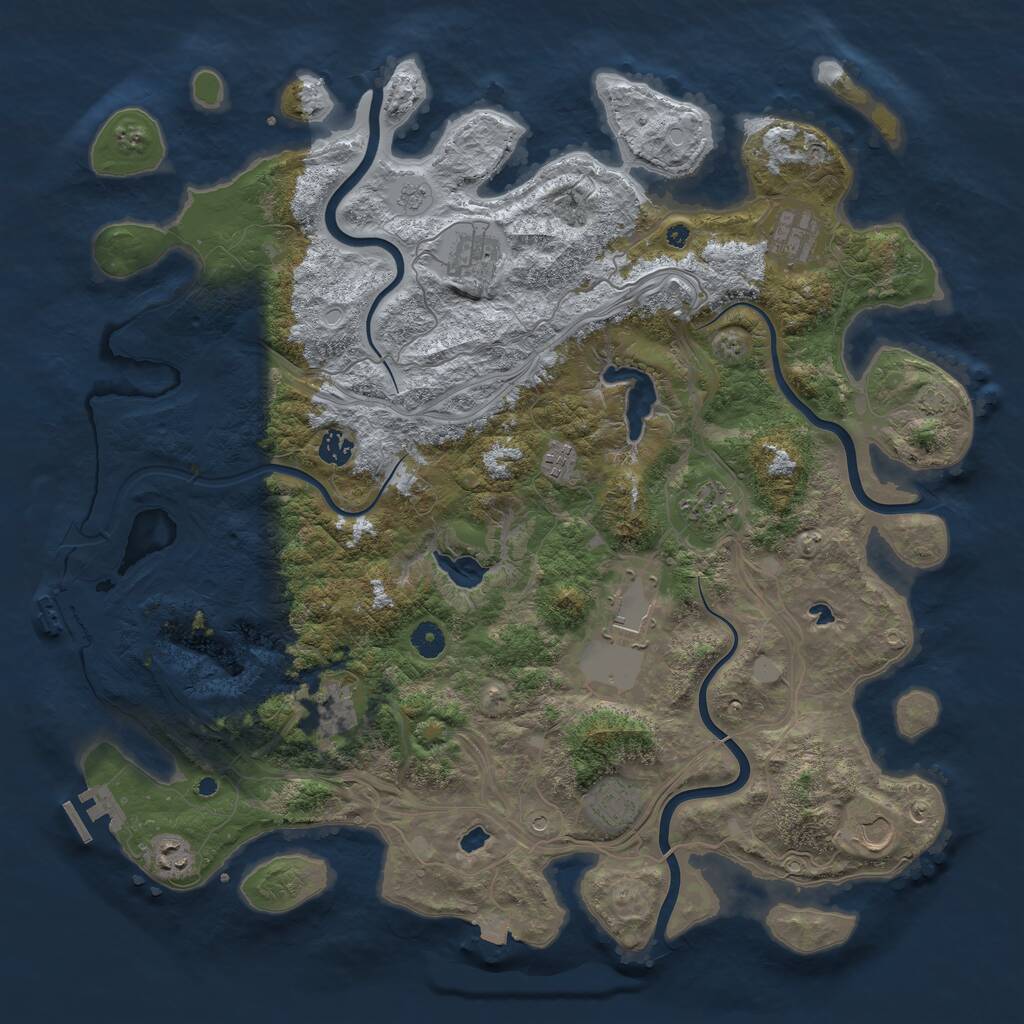 Rust Map: Procedural Map, Size: 4500, Seed: 1915231678, 16 Monuments