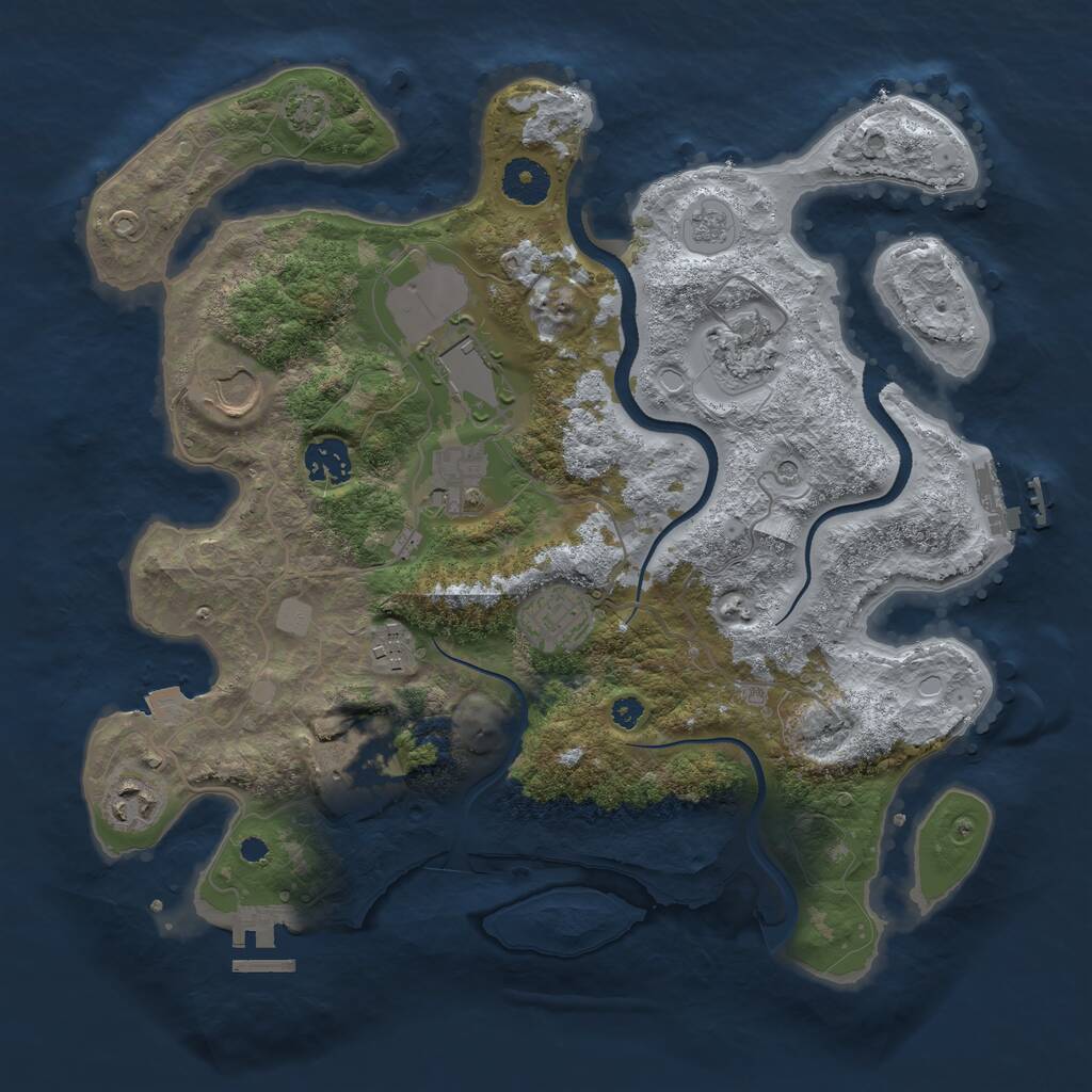 Rust Map: Procedural Map, Size: 3500, Seed: 1176784949, 15 Monuments