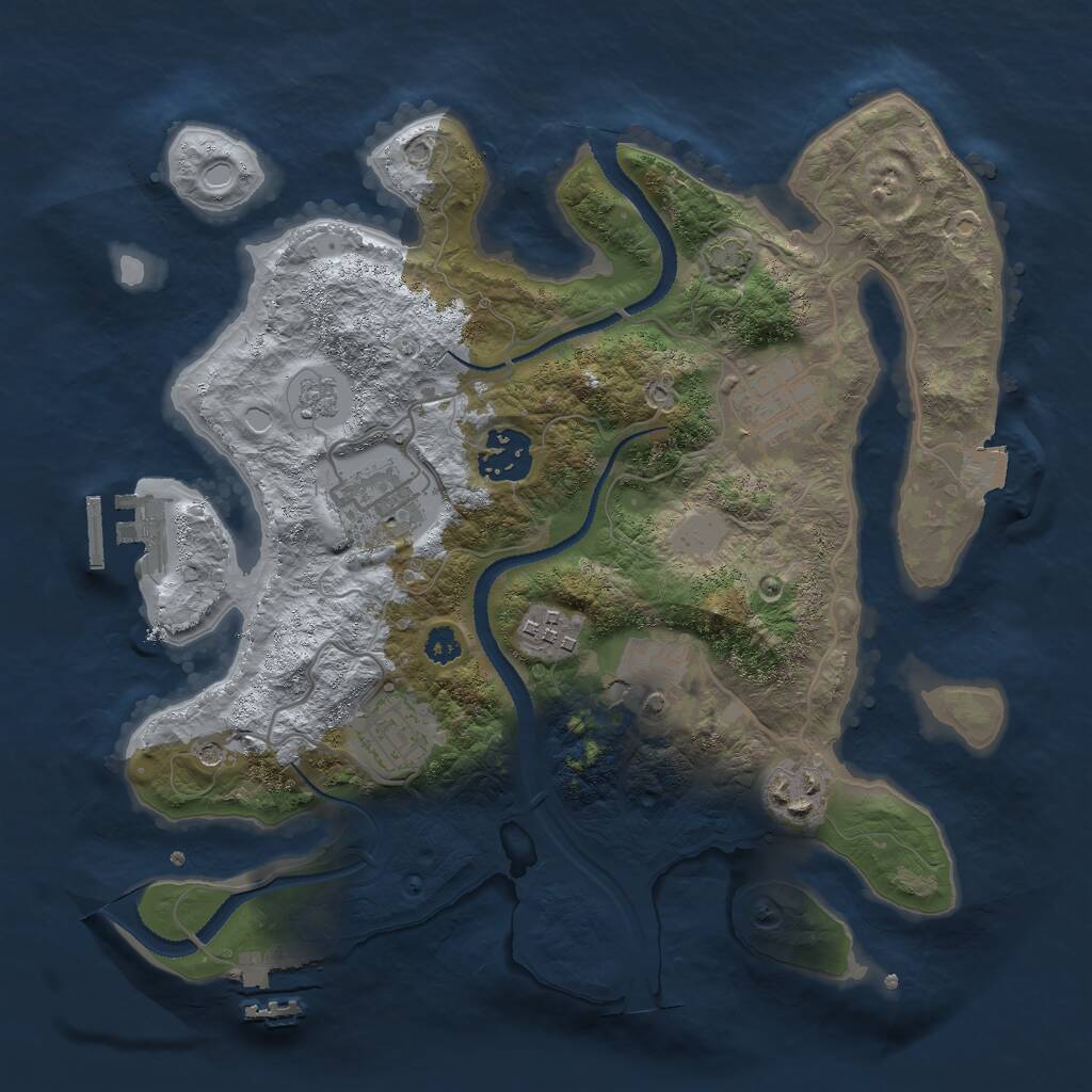 Rust Map: Procedural Map, Size: 3000, Seed: 90674819, 13 Monuments