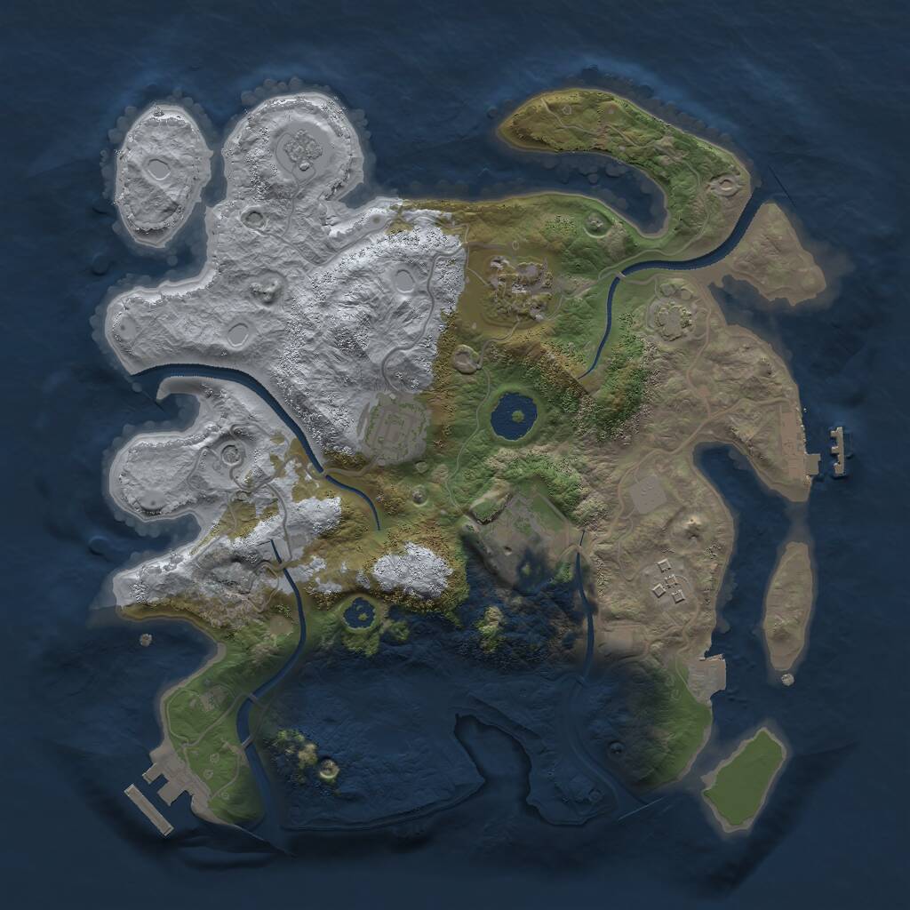 Rust Map: Procedural Map, Size: 3000, Seed: 38591, 10 Monuments