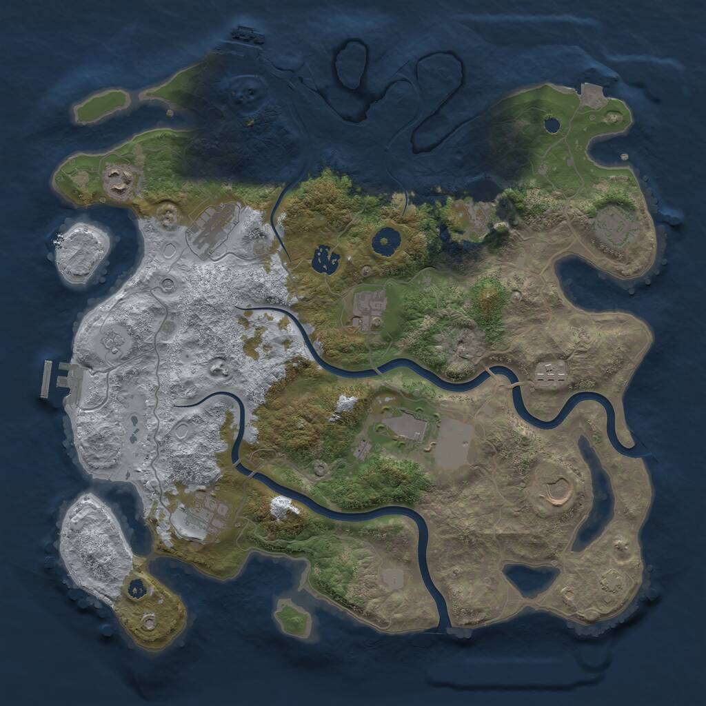 Rust Map: Procedural Map, Size: 3800, Seed: 451983046, 16 Monuments