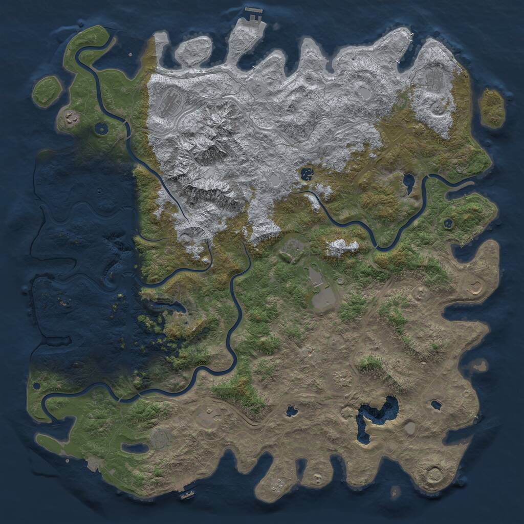 Rust Map: Procedural Map, Size: 6000, Seed: 705729413, 17 Monuments