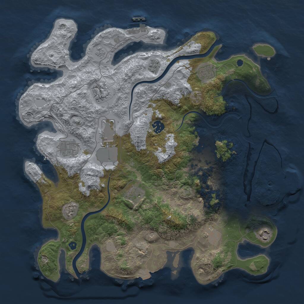 Rust Map: Procedural Map, Size: 3750, Seed: 1026220072, 16 Monuments