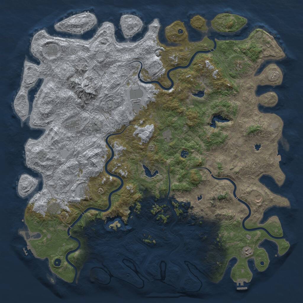 Rust Map: Procedural Map, Size: 6000, Seed: 325891257, 17 Monuments