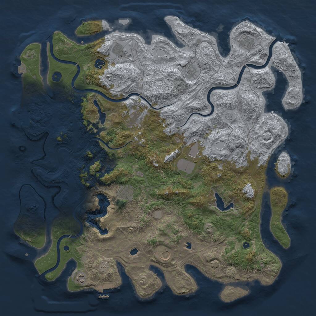 Rust Map: Procedural Map, Size: 4800, Seed: 1211941771, 17 Monuments