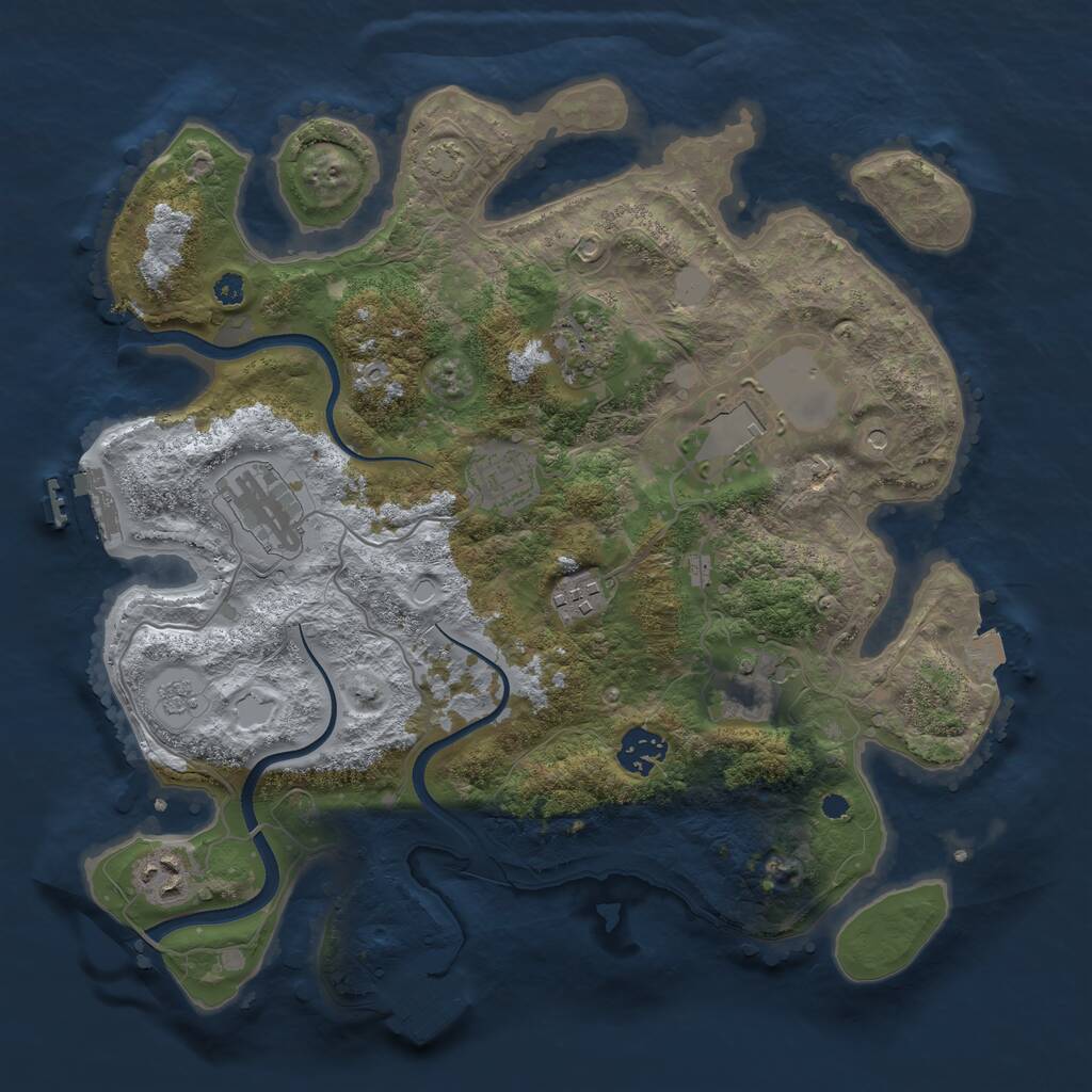 Rust Map: Procedural Map, Size: 3500, Seed: 19972, 14 Monuments