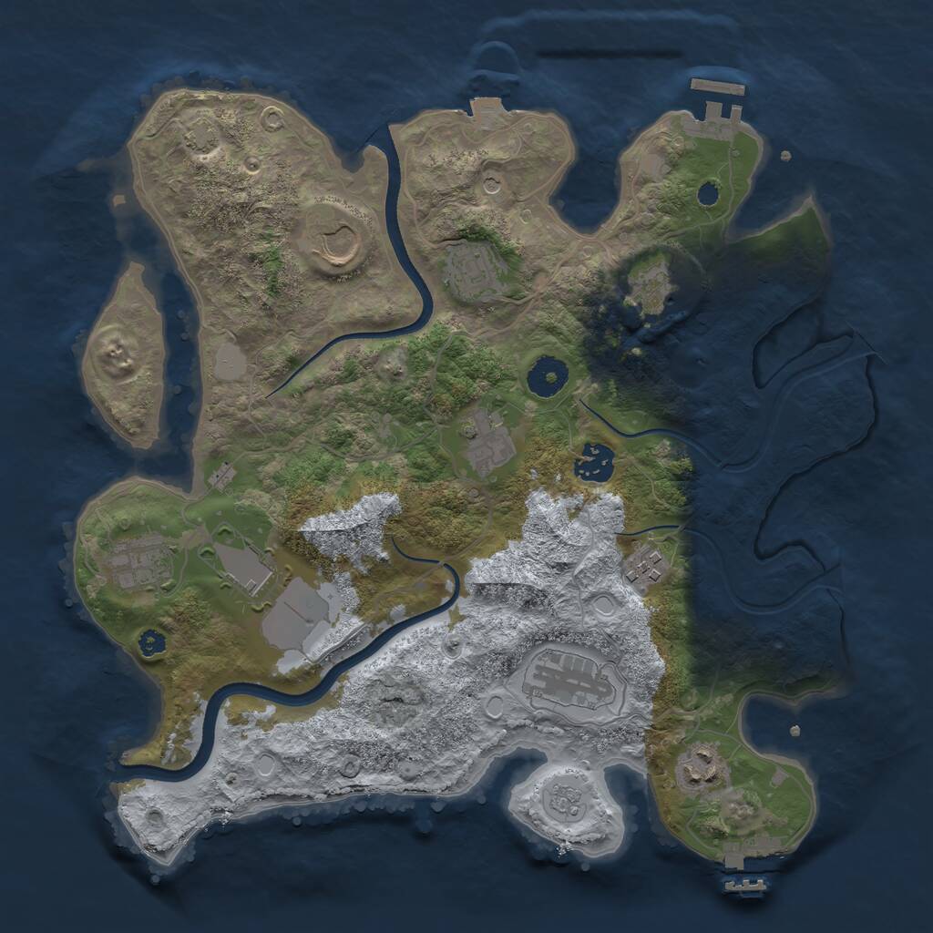 Rust Map: Procedural Map, Size: 3500, Seed: 94151444, 16 Monuments