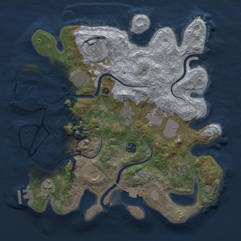 Rust Map: Procedural Map, Size: 3500, Seed: 1394, 14 Monuments