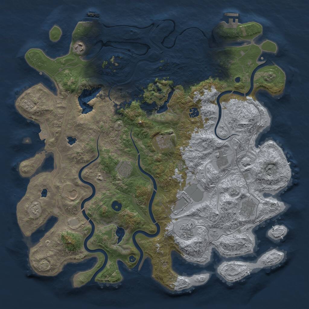 Rust Map: Procedural Map, Size: 4500, Seed: 1205026089, 16 Monuments