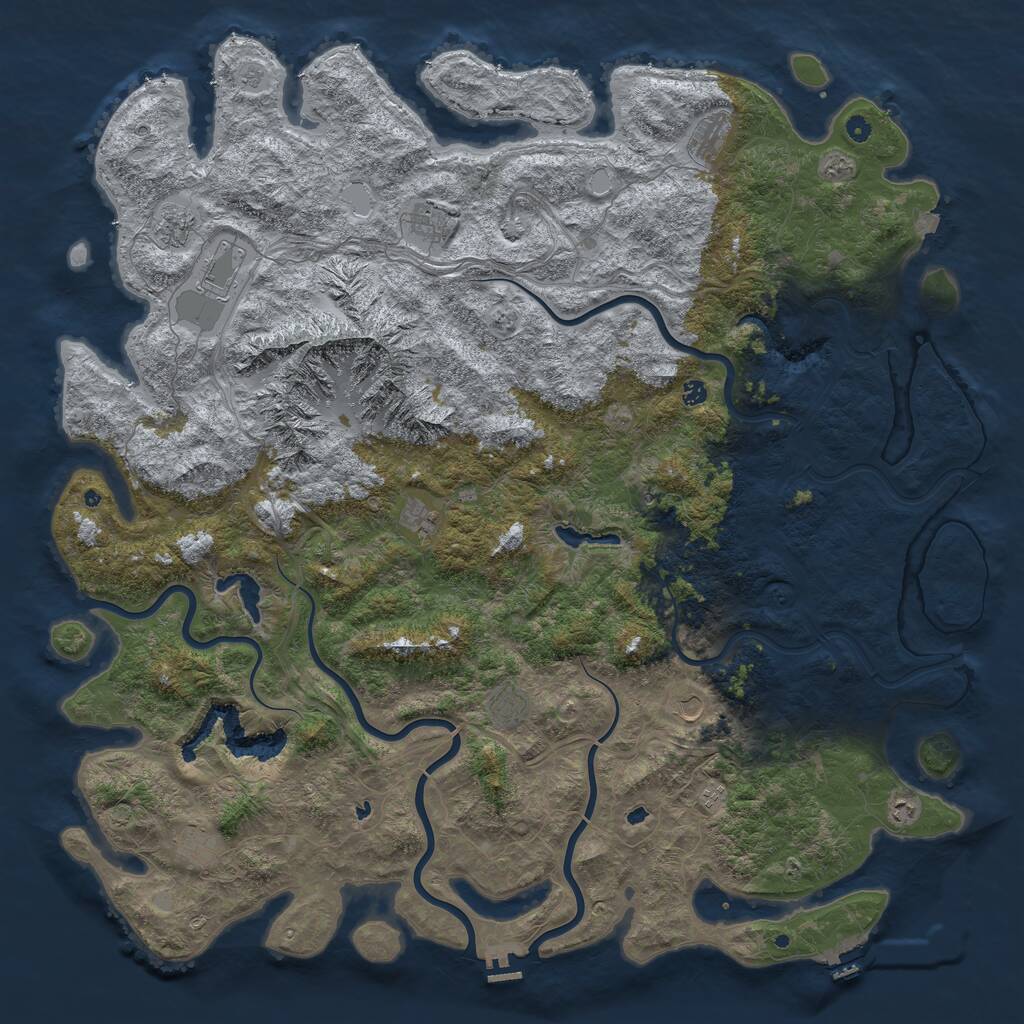 Rust Map: Procedural Map, Size: 6000, Seed: 1030667839, 17 Monuments