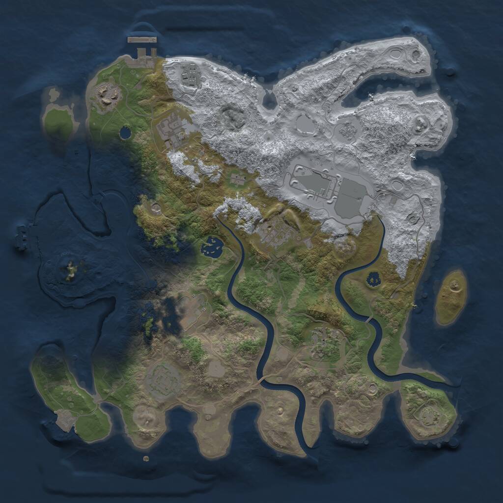 Rust Map: Procedural Map, Size: 3500, Seed: 4471826, 15 Monuments