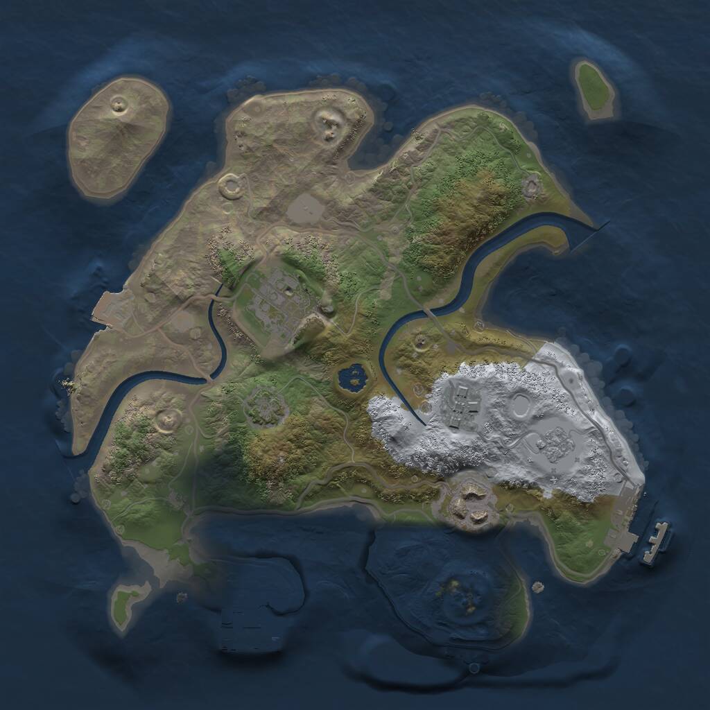 Rust Map: Procedural Map, Size: 2500, Seed: 212895893, 8 Monuments