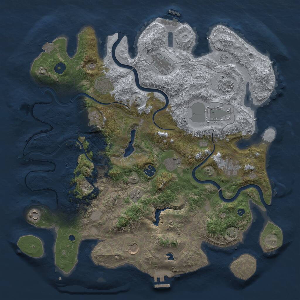 Rust Map: Procedural Map, Size: 4000, Seed: 1120615850, 17 Monuments