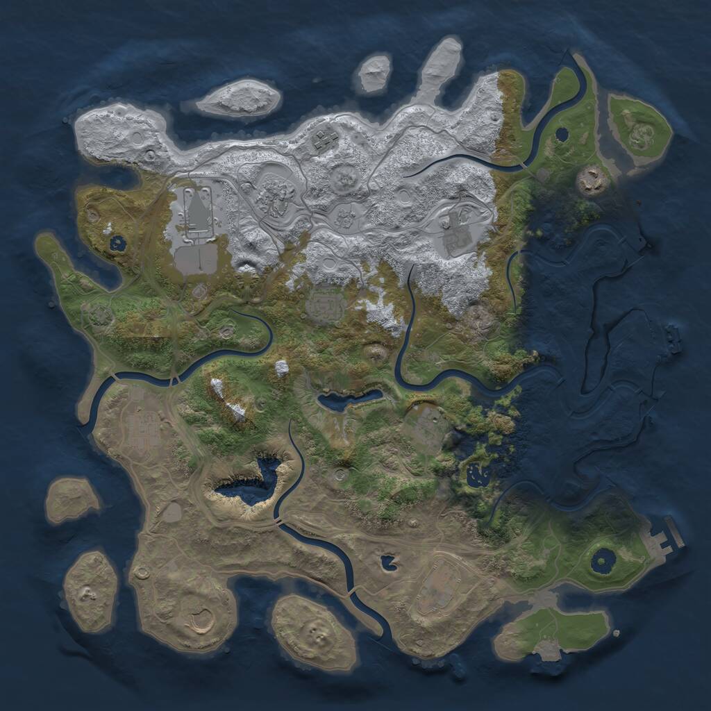 Rust Map: Procedural Map, Size: 4250, Seed: 980137542, 17 Monuments