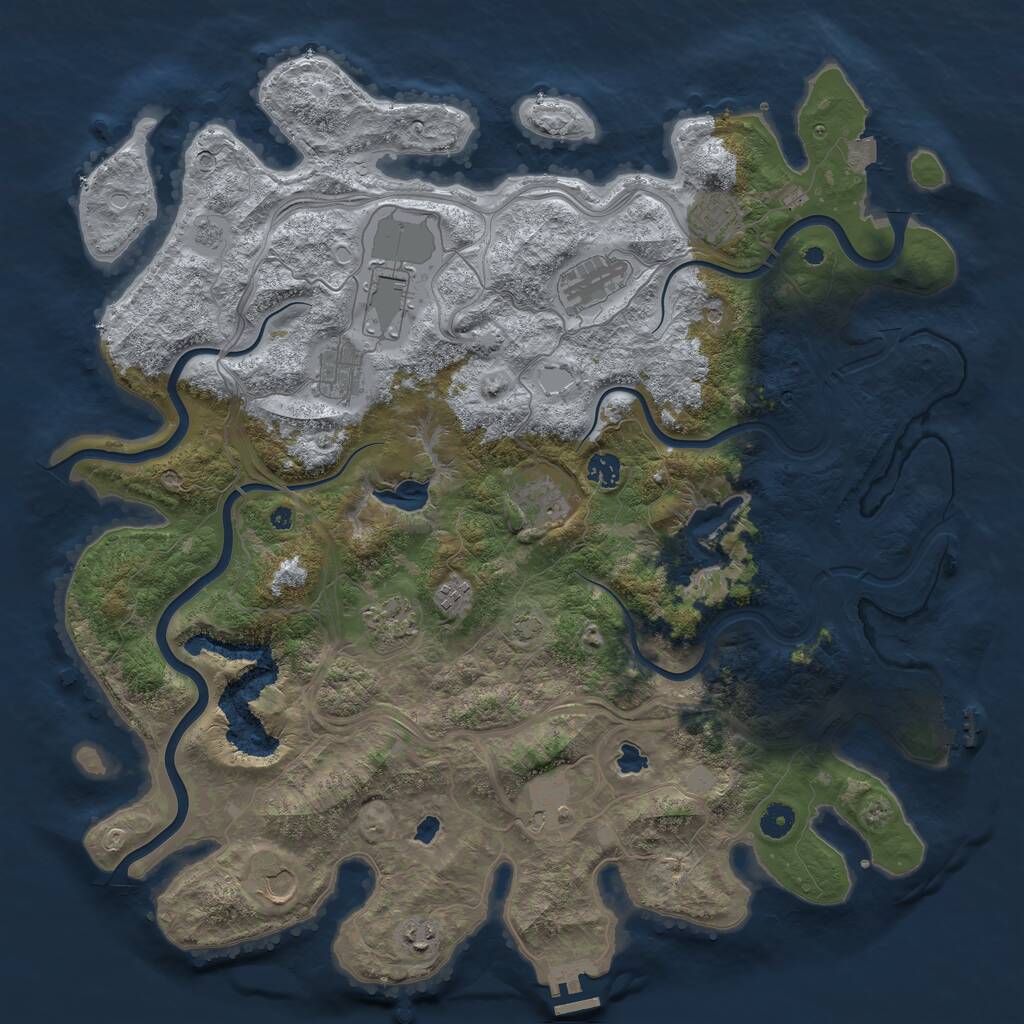 Rust Map: Procedural Map, Size: 4500, Seed: 840320439, 17 Monuments
