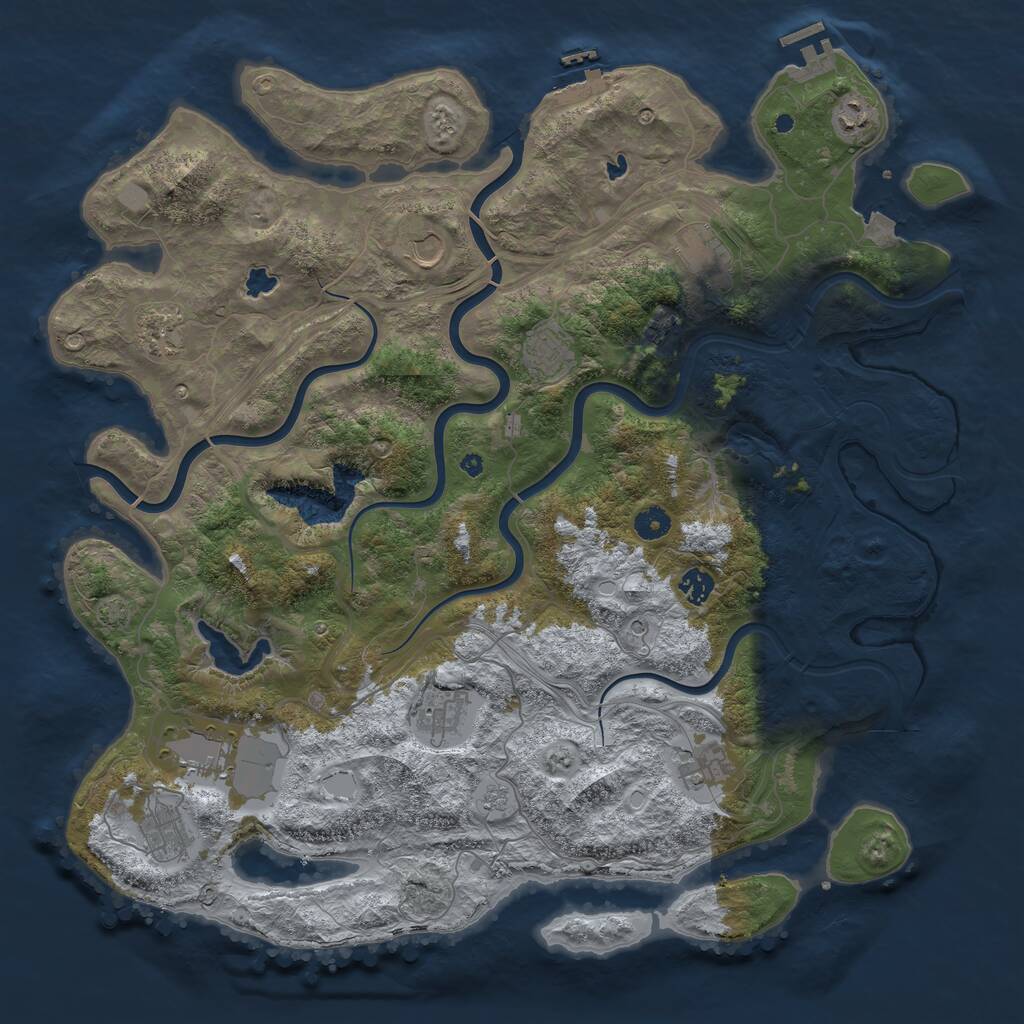 Rust Map: Procedural Map, Size: 4500, Seed: 1243974631, 17 Monuments
