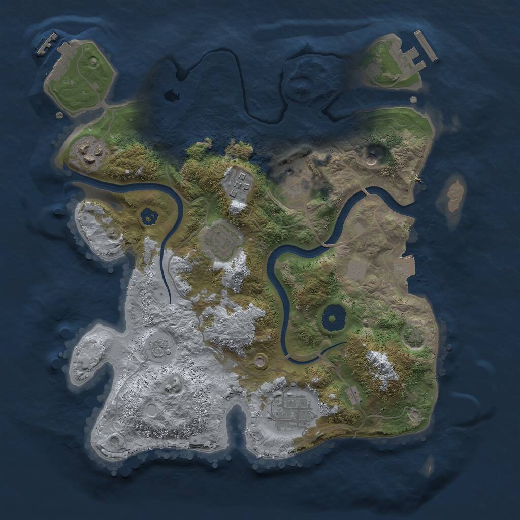 Rust Map: Procedural Map, Size: 3000, Seed: 2063098545, 11 Monuments