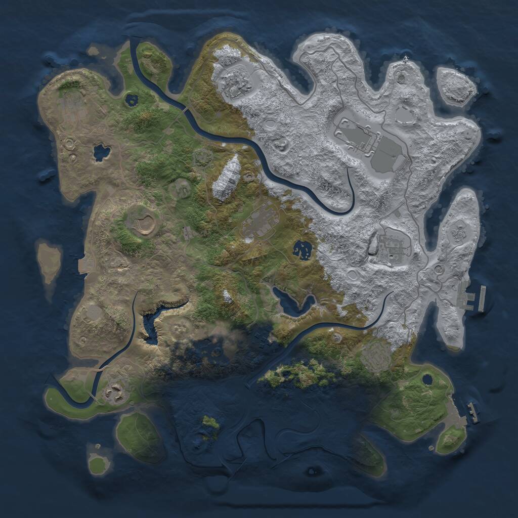 Rust Map: Procedural Map, Size: 4000, Seed: 1713185111, 17 Monuments