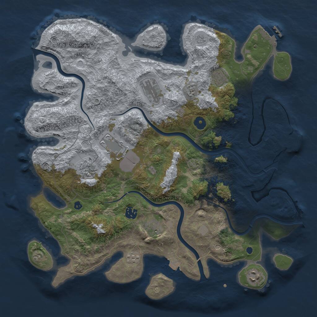 Rust Map: Procedural Map, Size: 3900, Seed: 1832378628, 14 Monuments