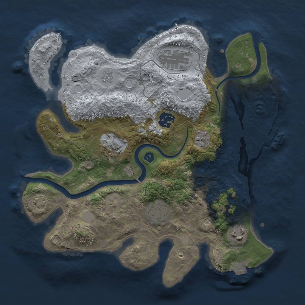 Rust Map: Procedural Map, Size: 3000, Seed: 1280293149, 11 Monuments