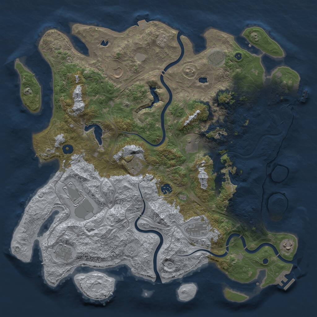 Rust Map: Procedural Map, Size: 4500, Seed: 387573654, 16 Monuments