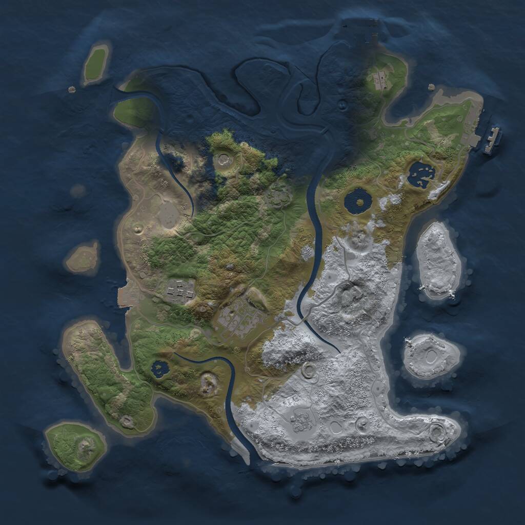 Rust Map: Procedural Map, Size: 3000, Seed: 583758, 9 Monuments