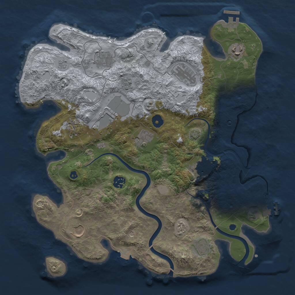 Rust Map: Procedural Map, Size: 3700, Seed: 440567417, 17 Monuments
