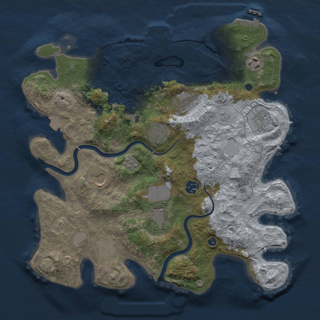 Rust Map: Procedural Map, Size: 3700, Seed: 621729839, 15 Monuments