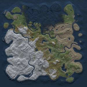 Rust Map: Procedural Map, Size: 5000, Seed: 1709991615, 16 Monuments