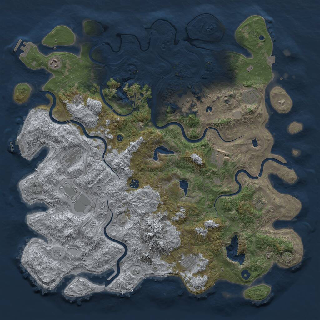 Rust Map: Procedural Map, Size: 5000, Seed: 1709991615, 16 Monuments