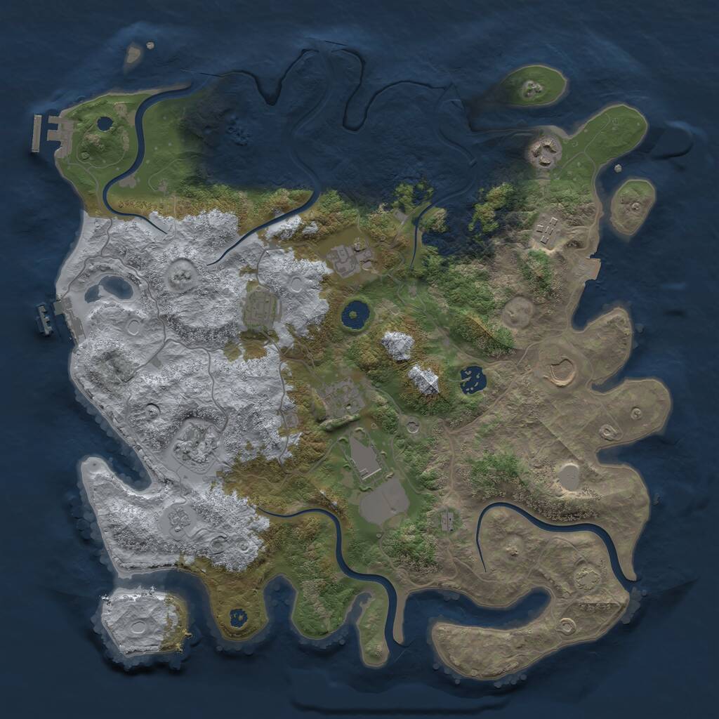 Rust Map: Procedural Map, Size: 3900, Seed: 851277358, 15 Monuments