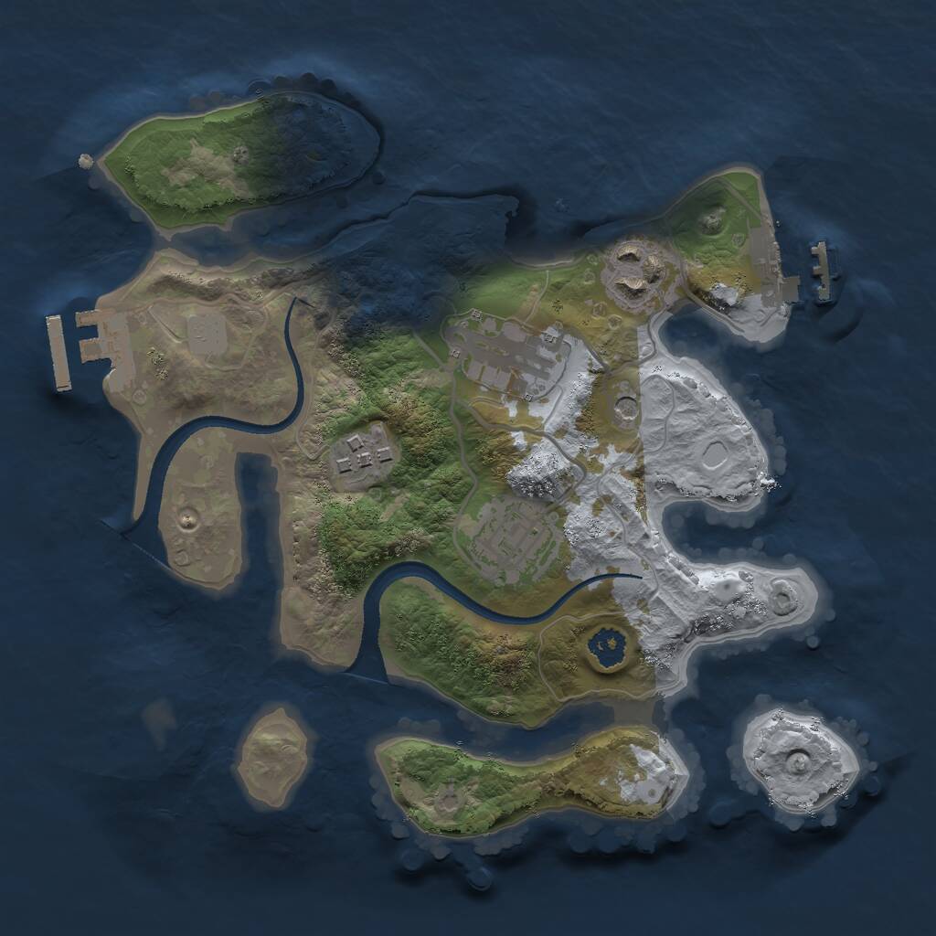Rust Map: Procedural Map, Size: 2500, Seed: 1096257217, 8 Monuments