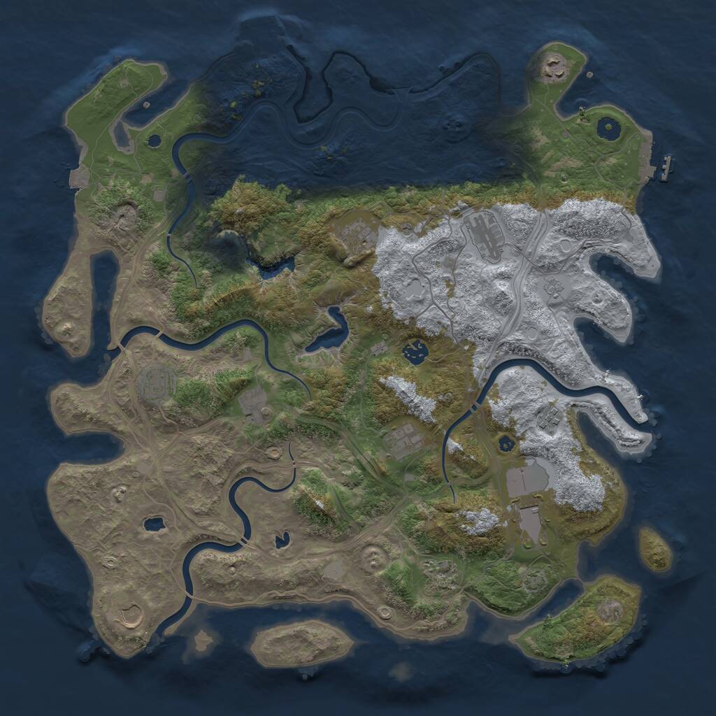 Rust Map: Procedural Map, Size: 4500, Seed: 226400897, 17 Monuments