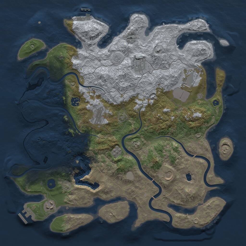 Rust Map: Procedural Map, Size: 4000, Seed: 202606, 13 Monuments