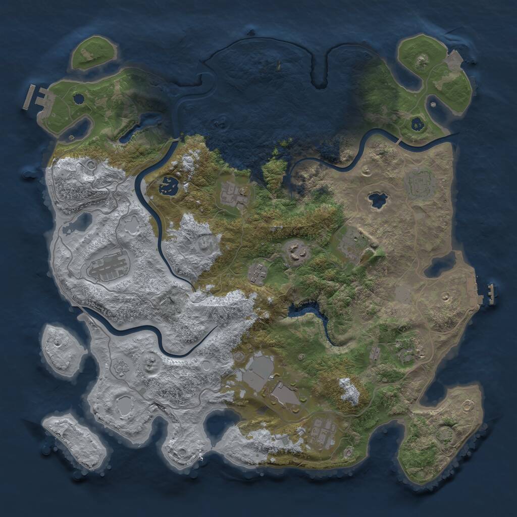Rust Map: Procedural Map, Size: 4000, Seed: 1136264658, 16 Monuments